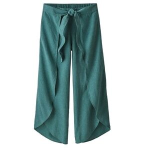 Patagonia Garden Island Hemp Blend Elegant Teal Wide-Leg Pants